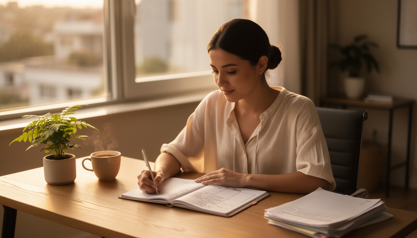 Persona revisando sus finanzas personales con calma y claridad